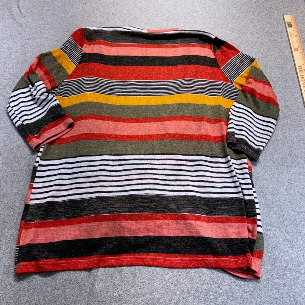 Dearcase Striped Cardigan Womens XL Multi Color Open Front Waterfall Knit Flowy